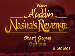 Aladdin in Nasira's Revenge title screen for Playstation